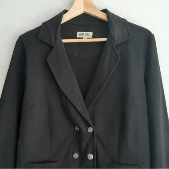 ETHOS \ Paris Blazer Jacket Organic Cotton Black Sz M - Picture 3 of 11
